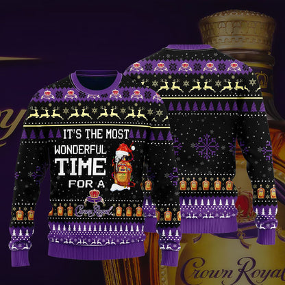Most Wonderful Time For A Crown Royal Christmas Sweater, Christmas Ugly Sweater, Christmas Gift, Gift Christmas 2024