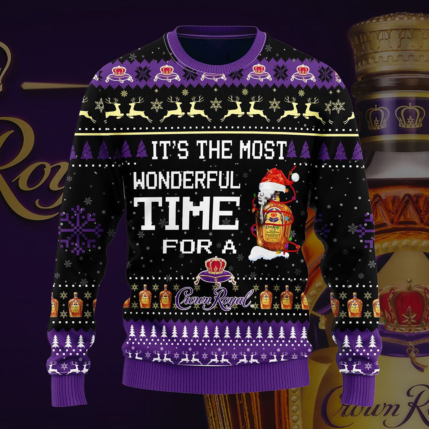 Most Wonderful Time For A Crown Royal Christmas Sweater, Christmas Ugly Sweater, Christmas Gift, Gift Christmas 2024
