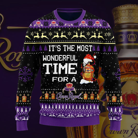 Most Wonderful Time For A Crown Royal Christmas Sweater, Christmas Ugly Sweater, Christmas Gift, Gift Christmas 2024