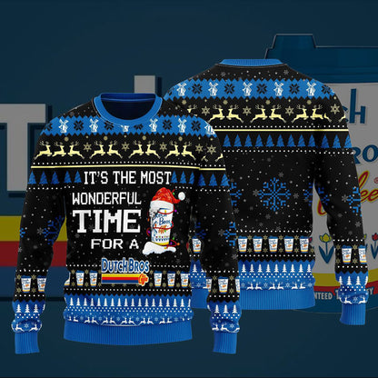 Most Wonderful Time For A Dutch Bros Christmas Sweater, Christmas Ugly Sweater,Christmas Gift,Gift Christmas 2024