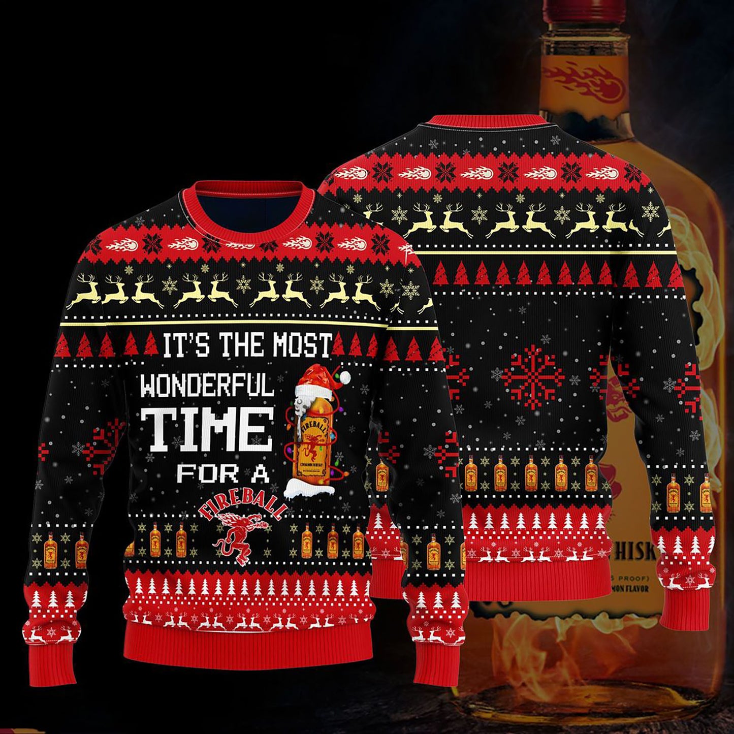 Most Wonderful Time For A Fireball Christmas Sweater, Christmas Ugly Sweater,Christmas Gift,Gift Christmas 2024