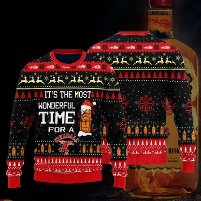 Most Wonderful Time For A Fireball Christmas Sweater, Christmas Ugly Sweater,Christmas Gift,Gift Christmas 2024