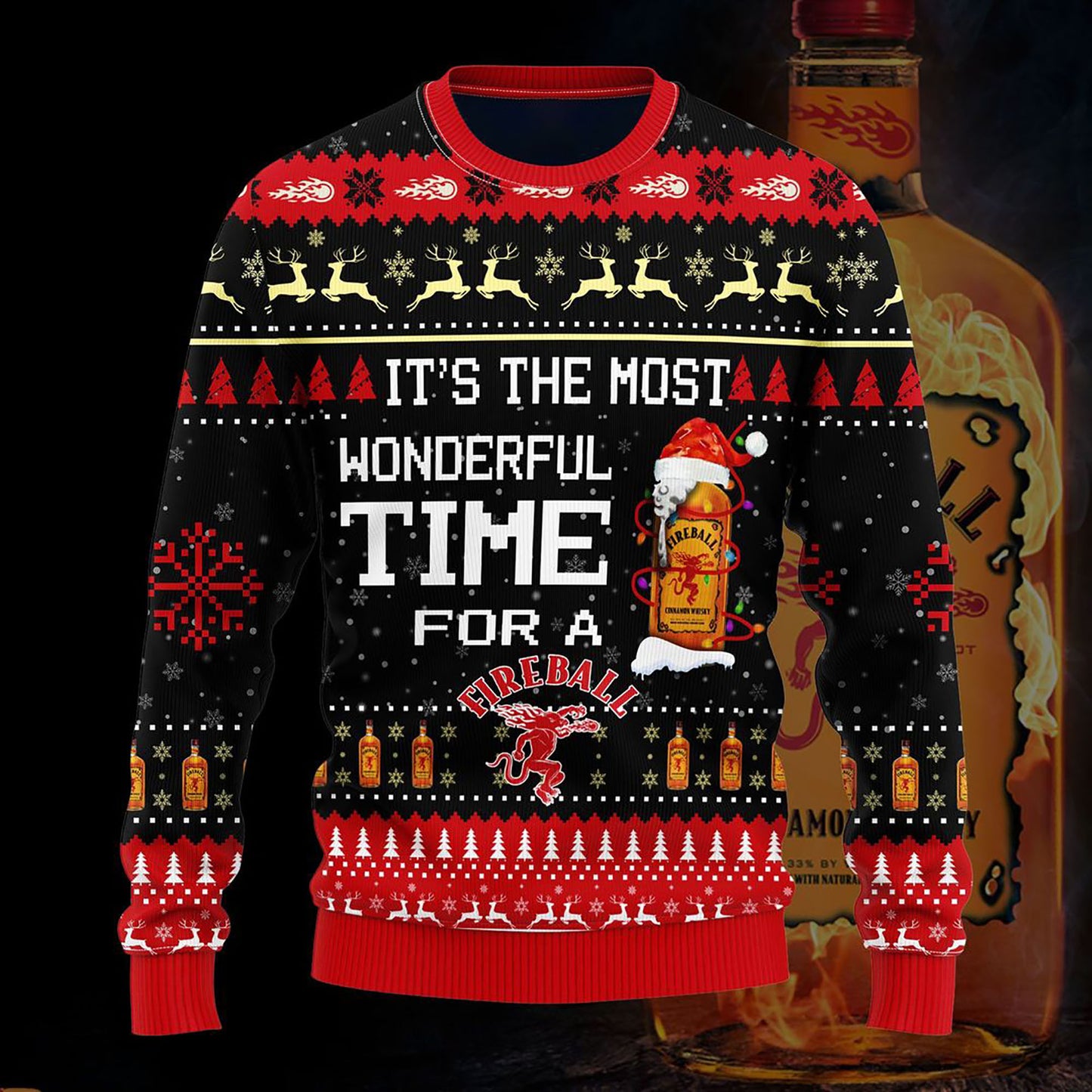 Most Wonderful Time For A Fireball Christmas Sweater, Christmas Ugly Sweater,Christmas Gift,Gift Christmas 2024