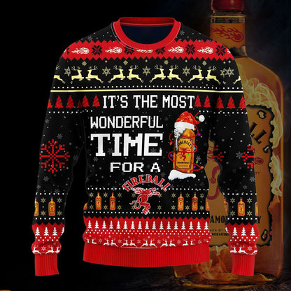 Most Wonderful Time For A Fireball Christmas Sweater, Christmas Ugly Sweater,Christmas Gift,Gift Christmas 2024