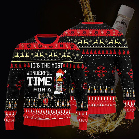 Most Wonderful Time For A Jim Beam Christmas Sweater, Christmas Ugly Sweater, Christmas Gift, Gift Christmas 2024