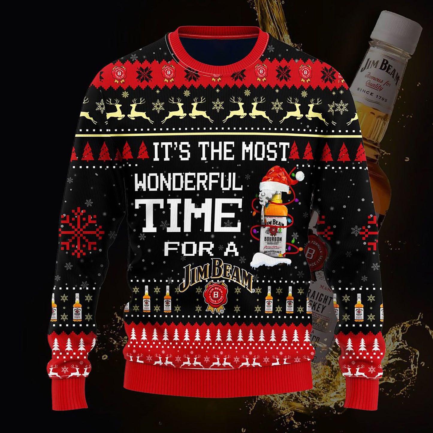 Most Wonderful Time For A Jim Beam Christmas Sweater, Christmas Ugly Sweater, Christmas Gift, Gift Christmas 2024