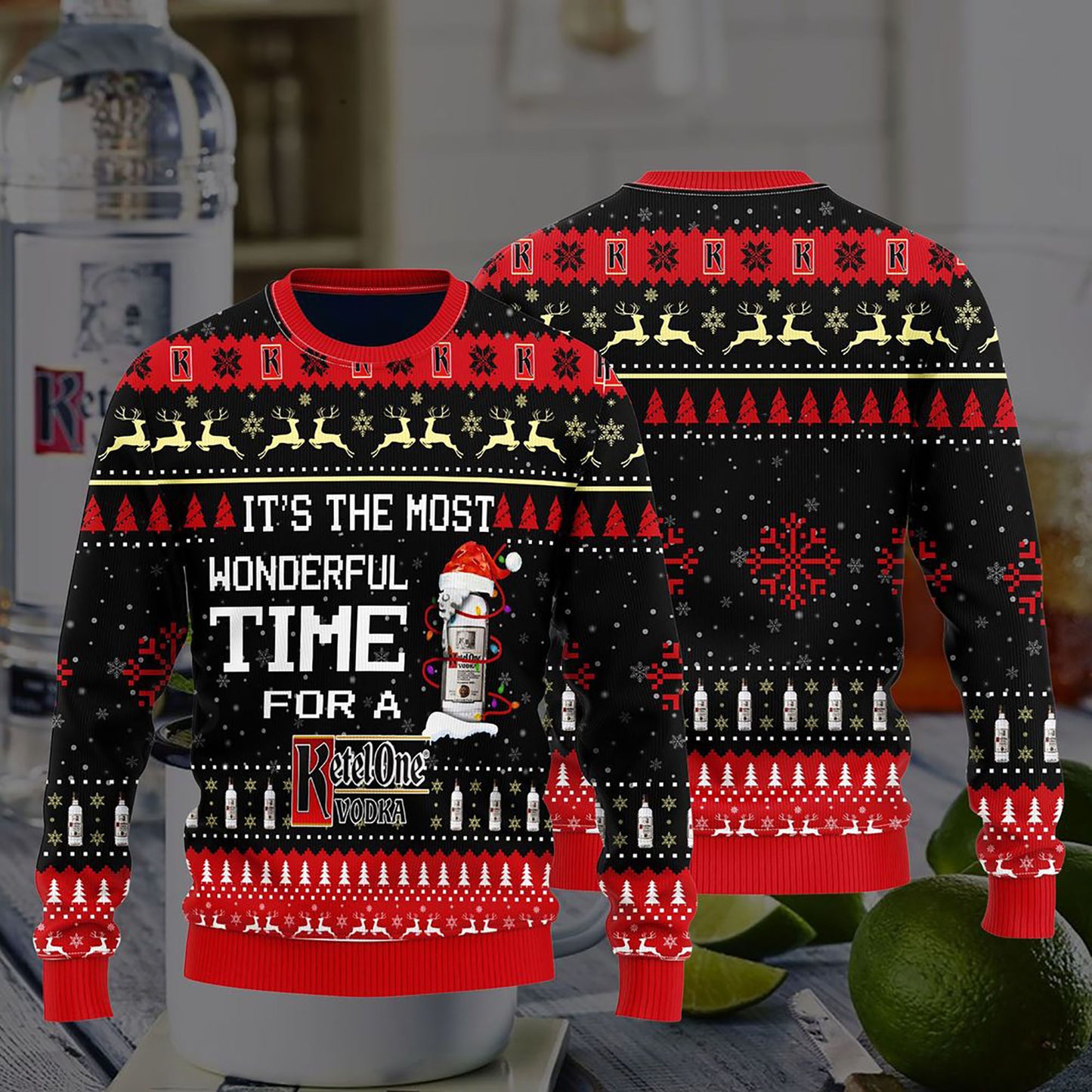 Most Wonderful Time For A Ketel One Christmas Sweater, Christmas Ugly Sweater, Christmas Gift, Gift Christmas 2024