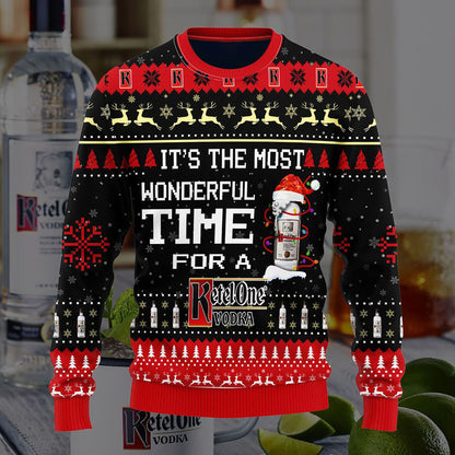 Most Wonderful Time For A Ketel One Christmas Sweater, Christmas Ugly Sweater, Christmas Gift, Gift Christmas 2024