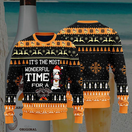 Most Wonderful Time For A Malibu Rum Christmas Sweater, Christmas Ugly Sweater,Christmas Gift,Gift Christmas 2024