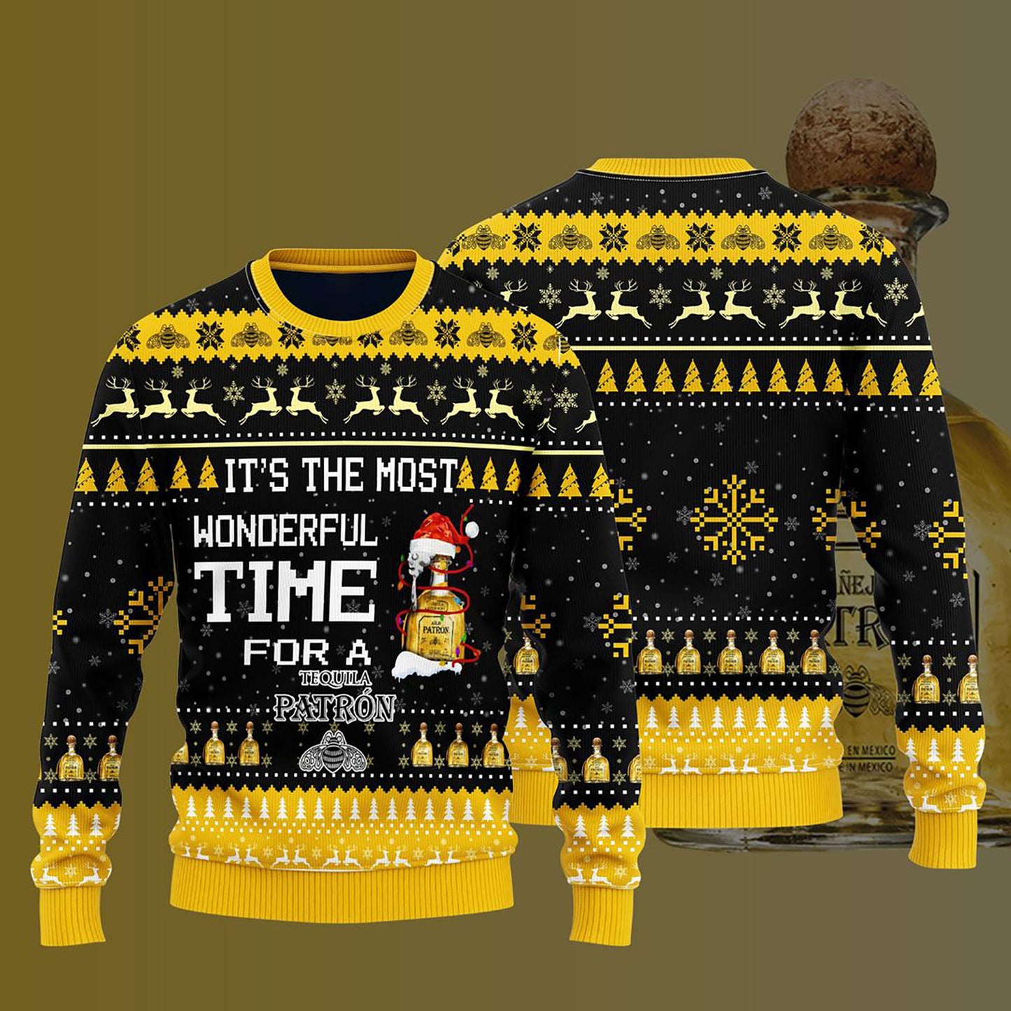 Most Wonderful Time For A Patron Christmas Sweater, Christmas Ugly Sweater, Christmas Gift, Gift Christmas 2024