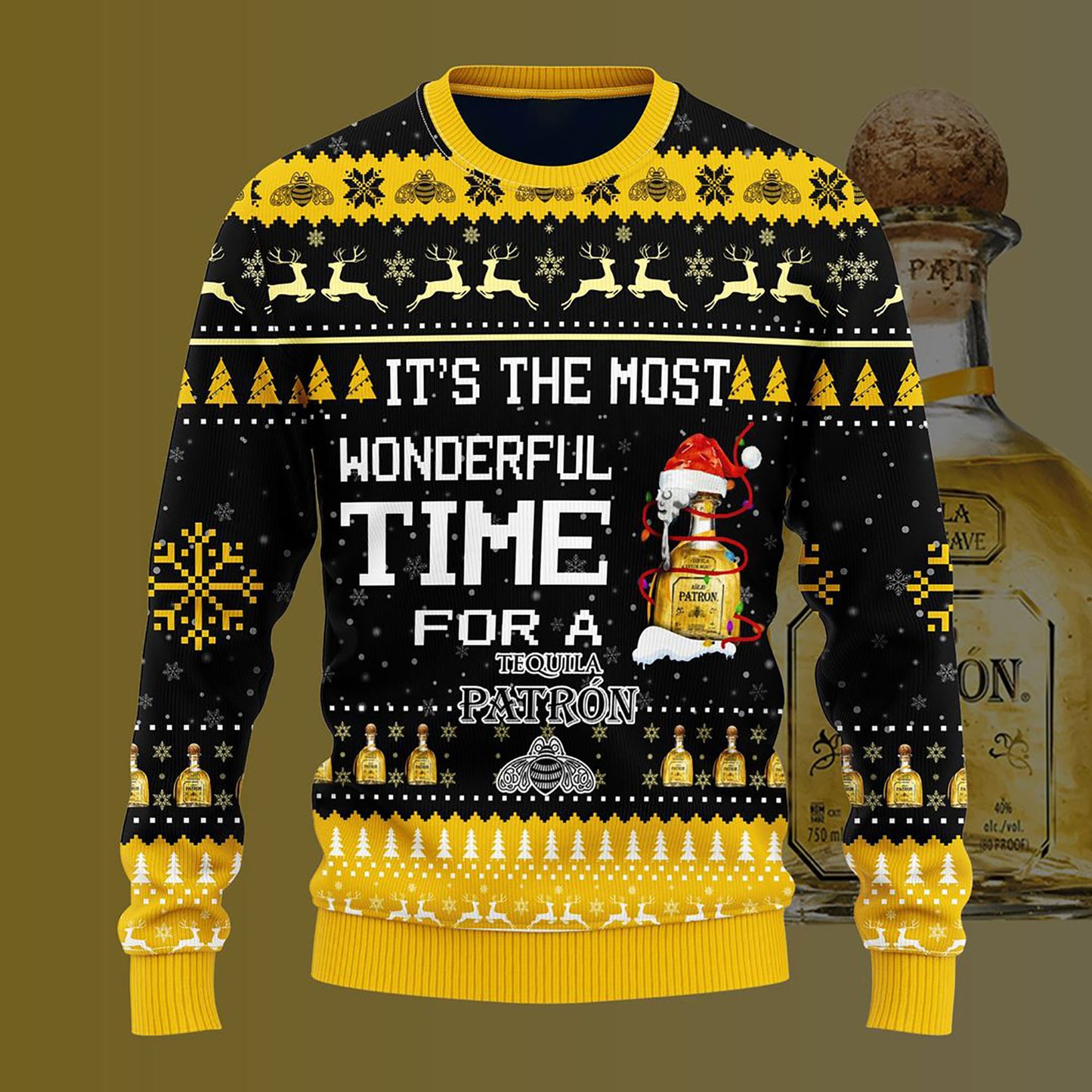 Most Wonderful Time For A Patron Christmas Sweater, Christmas Ugly Sweater, Christmas Gift, Gift Christmas 2024
