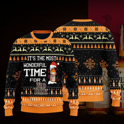 Most Wonderful Time For A Wild Turkey Christmas Sweater, Christmas Ugly Sweater, Christmas Gift, Gift Christmas 2024