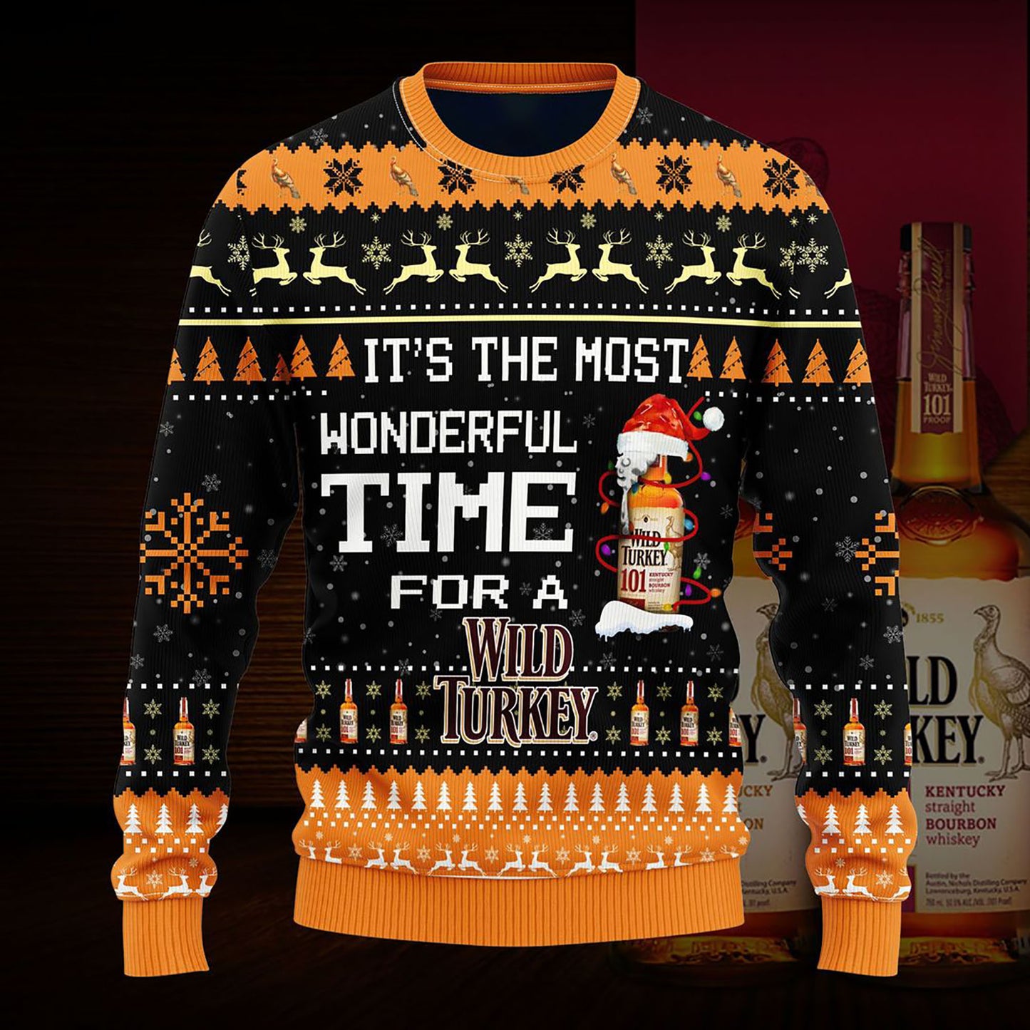 Most Wonderful Time For A Wild Turkey Christmas Sweater, Christmas Ugly Sweater, Christmas Gift, Gift Christmas 2024