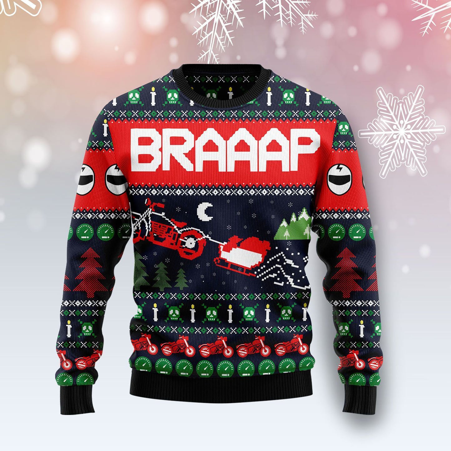 Motorbike Braaap Ugly Christmas Sweater, Christmas Ugly Sweater,Christmas Gift,Gift Christmas 2022