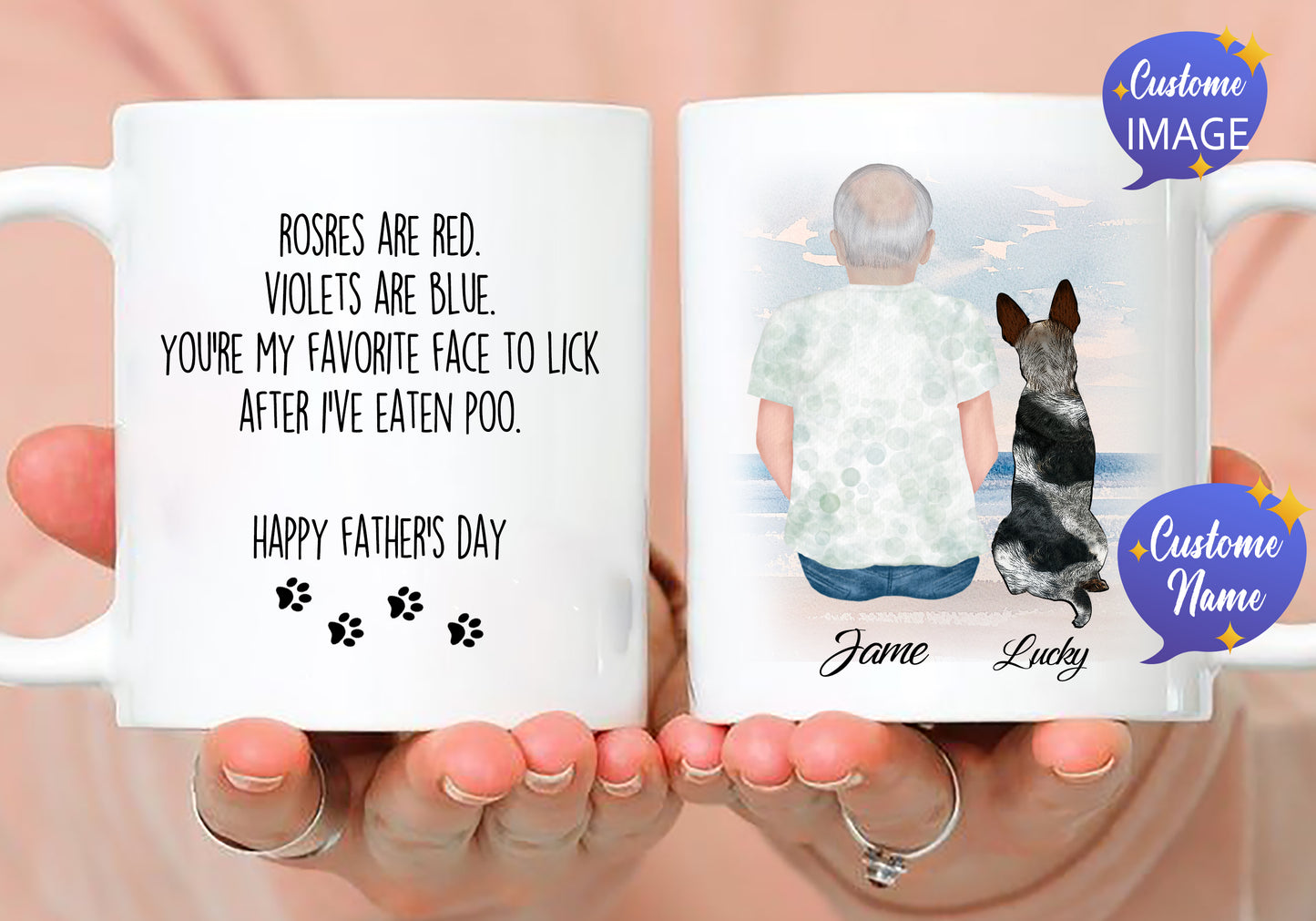 Rosres Are Red Violets Are Blue You're My Favorite Face To Lick After I've Eaten Poo Mugs Cup, Father's Day Gifts Mug