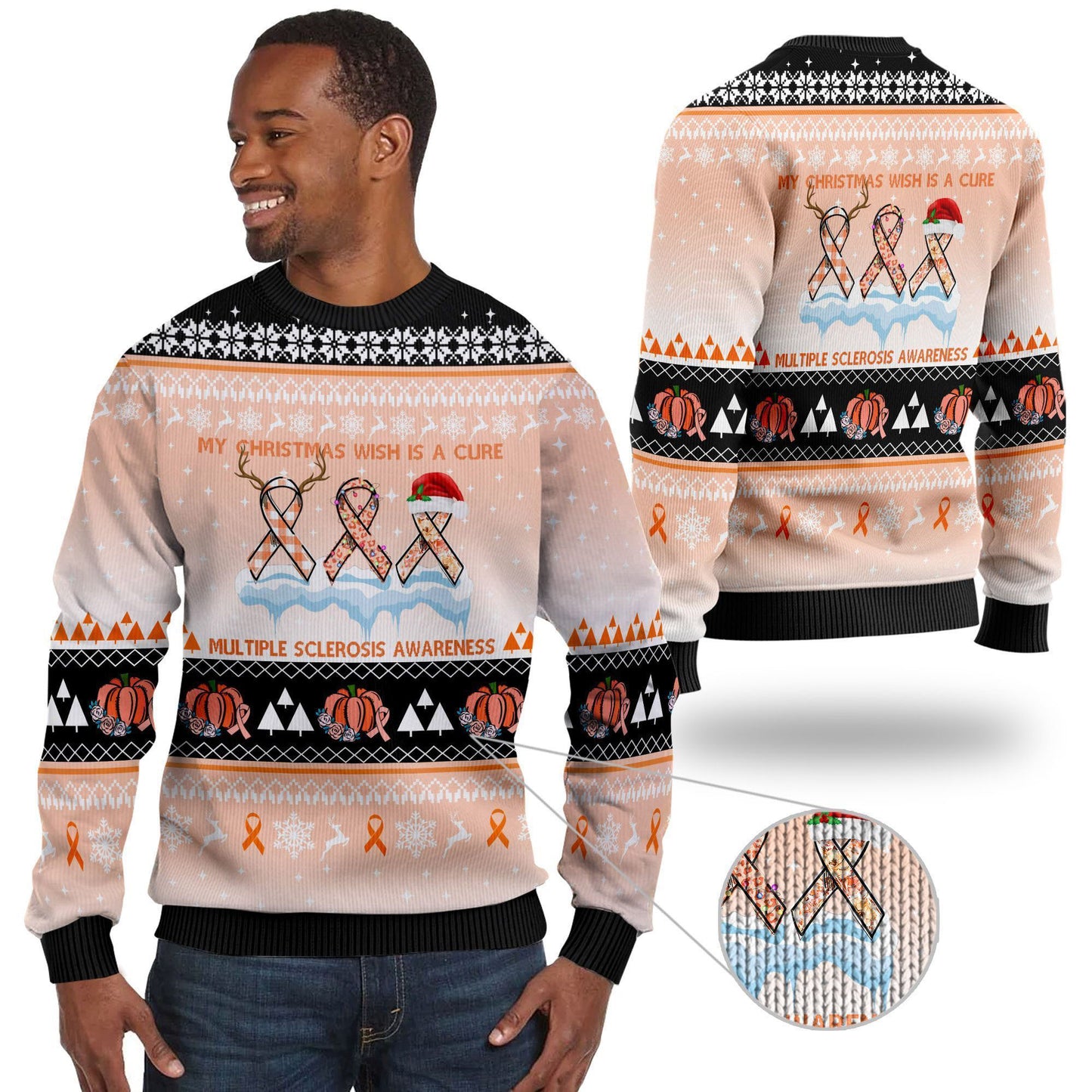 My Christmas Wish Is A Cure Multiple Sclerosis Sweater, Christmas Ugly Sweater, Christmas Gift, Gift Christmas 2024