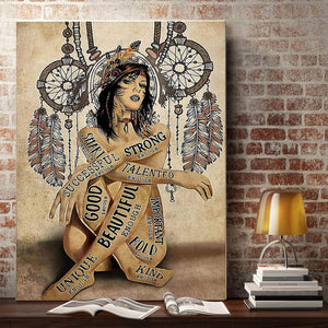 Native American girl dreamcatcher, American girl Canvas