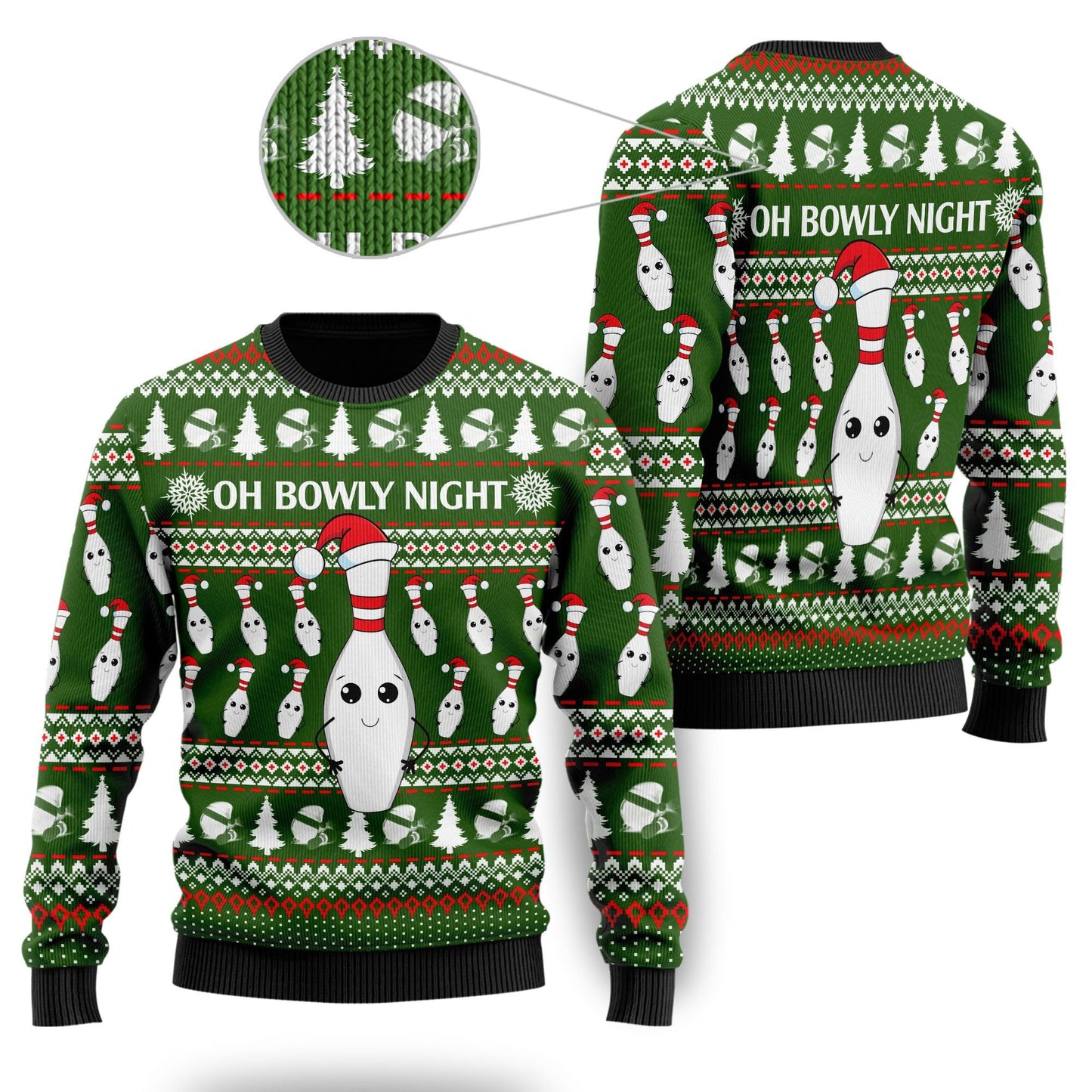 Oh Bowly Night Ugly Sweater With Christmas Patterns, Christmas Ugly Sweater, Christmas Gift, Gift Christmas 2024