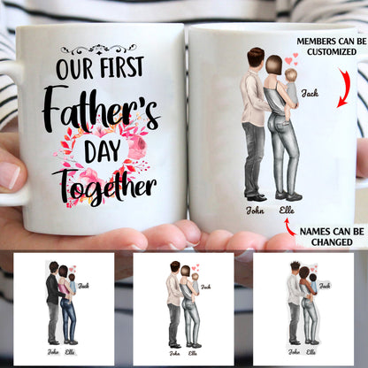 Our First Father's Day Together personalized coffee mugs gifts custom christmas mugs, Family gift