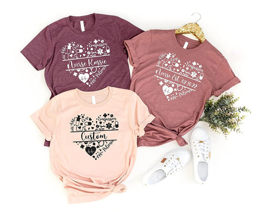 PERSONALIZED Patience care compassion nurse T-Shirt, Nursing Grad Sweatshirt, Valentine Day Long Sleeve, Sublimation Hoodie Gift for Nurses