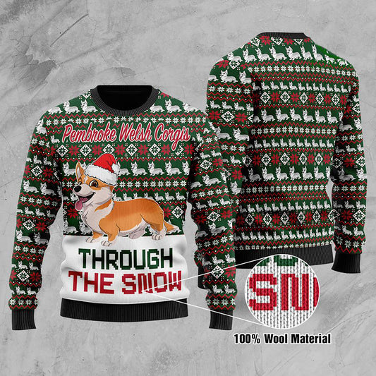 Pembroke Welsh Corgis Through The Snow Christmas Ugly Sweater, Christmas Ugly Sweater,Christmas Gift,Gift Christmas 2024