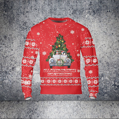 Penguin I will be Ho ho Home for Christmas Sweater, Christmas Ugly Sweater, Christmas Gift, Gift Christmas 2024