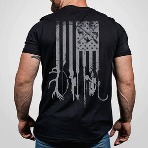 Personalized Hunting and Fishing Shirt - Custom Name American Flag Hunting and Fishing Gifts for Men