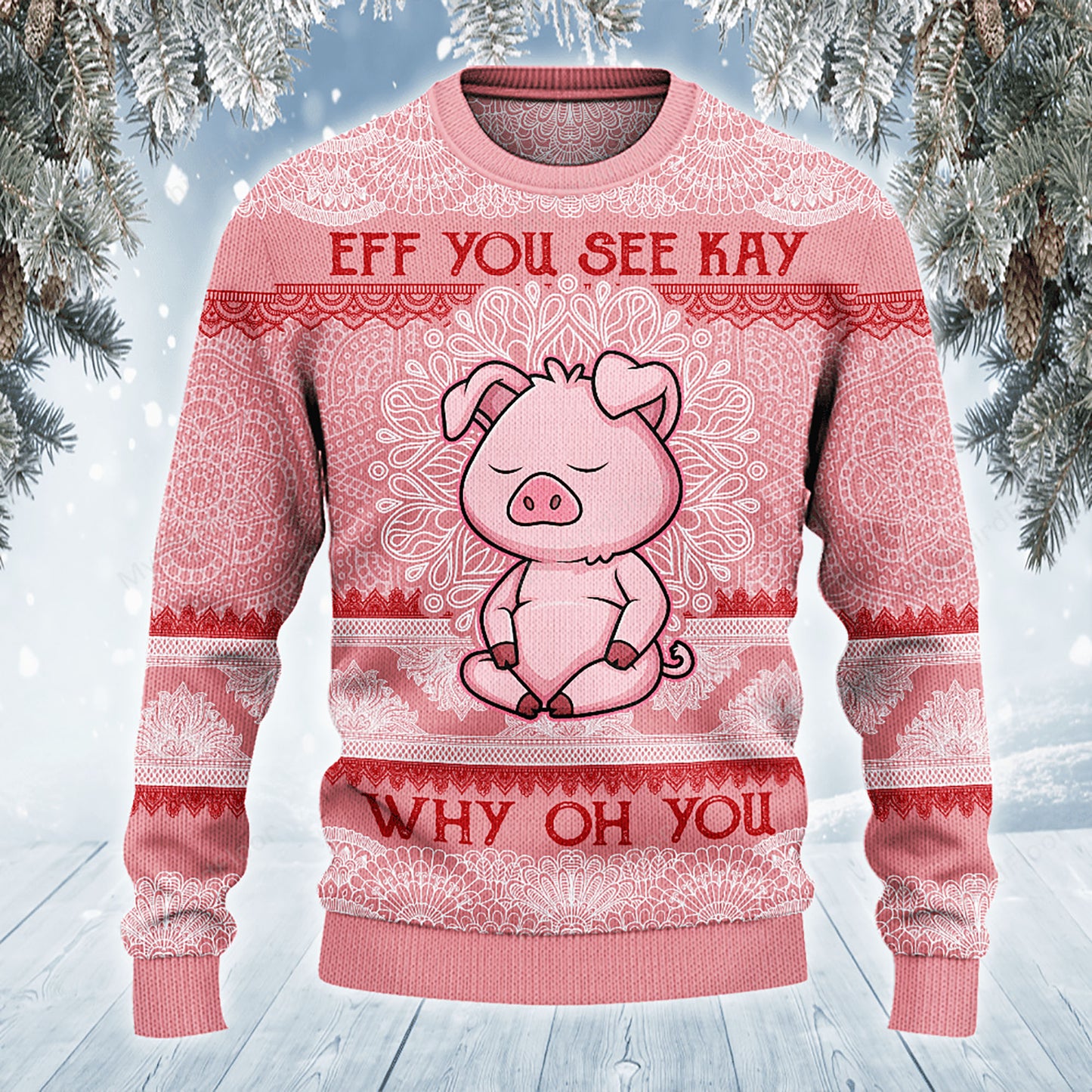 Pig Lovers Gift Eff You See Kay Why Oh Sweater, Christmas Ugly Sweater,Christmas Gift,Gift Christmas 2024