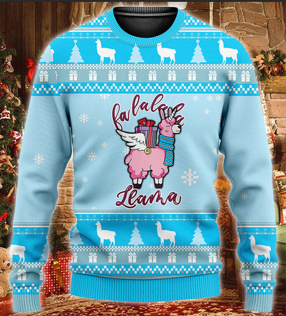 Pink Llama Christmas 2024 KNITTED Sweater, Christmas Ugly Sweater, Christmas Gift, Gift Christmas 2024