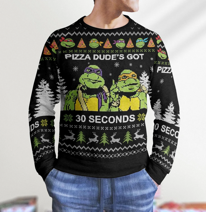 Pizza Dude's Got 30 Serconds Knitted Sweater Tshirt Hoodie Apparel,Christmas Ugly Sweater,Christmas Gift,Gift Christmas 2024