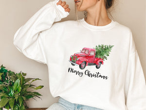 Red Truck with Christmas Tree Sweater Merry Christmas Sweatshirt