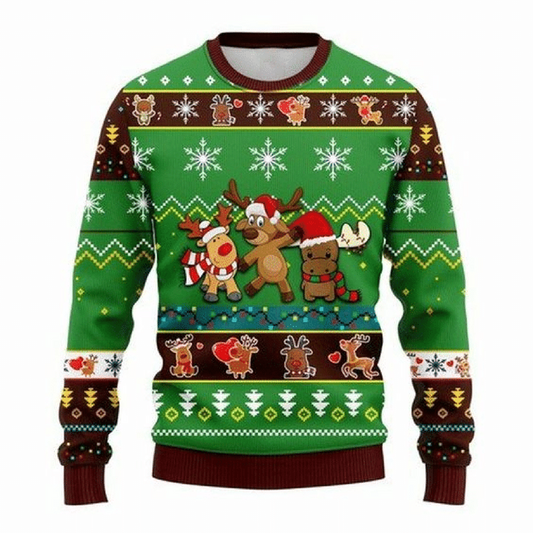 Reindeer Cute Christmas Green Ugly Sweater, Christmas Ugly Sweater, Christmas Gift, Gift Christmas 2024