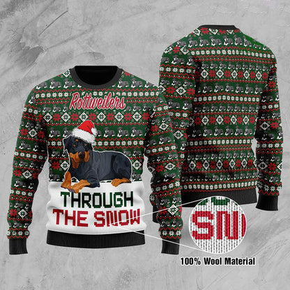 Rottweilers Through The Snow Christmas Ugly Sweater, Christmas Ugly Sweater,Christmas Gift,Gift Christmas 2022