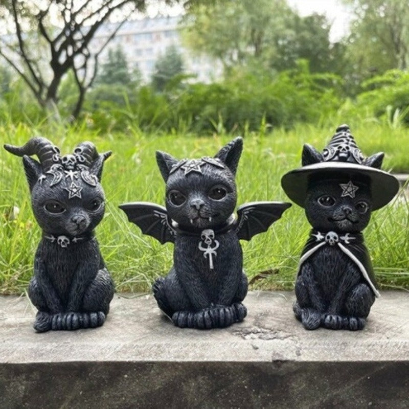 Halloween Decorations Magic Cats Resin Crafts Sculptures Window Tabletop Decorations Lawn Garden Garden Decorations Holiday Gift
