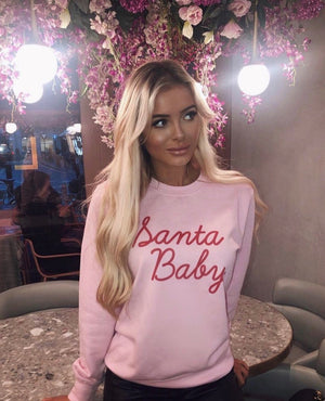 Santa Baby Christmas Jumper in pink  available in pink, red & white  Christmas Jumper Day  Christmas Day outfit  gift for her