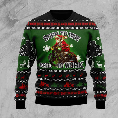 Santa Born To Ride motorcycle Ugly Christmas Sweater, Christmas Ugly Sweater, Christmas Gift, Gift Christmas 2024