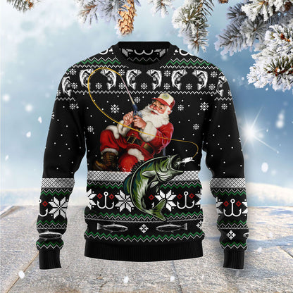 Santa Claus Fishing Ugly Christmas Sweater, Christmas Ugly Sweater,Christmas Gift,Gift Christmas 2024