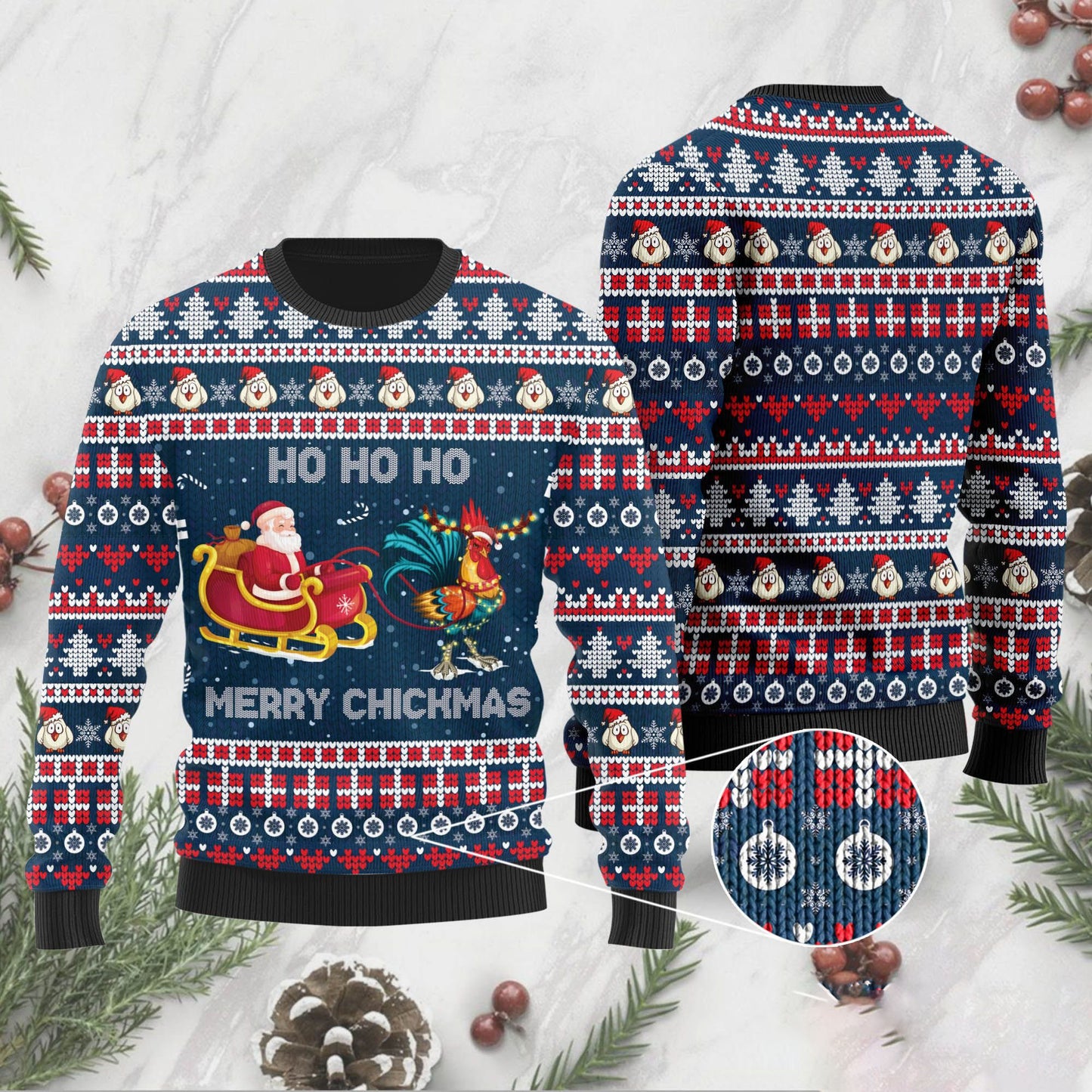 Santa claus and rooster Ugly Sweater, Christmas Ugly Sweater,Christmas Gift,Gift Christmas 2024