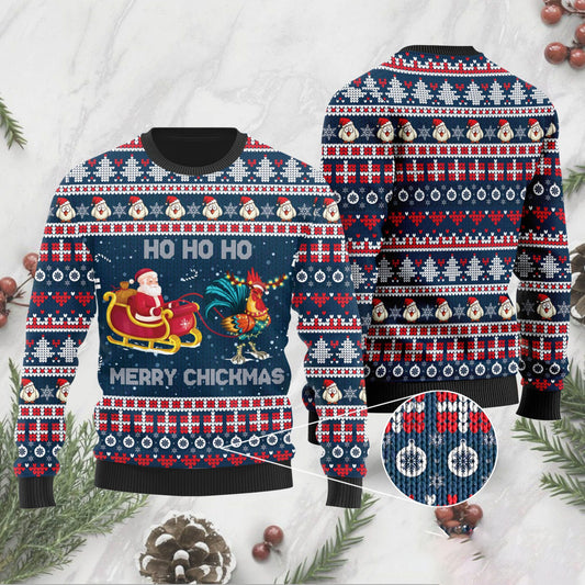 Santa claus and rooster Ugly Sweater, Christmas Ugly Sweater,Christmas Gift,Gift Christmas 2024