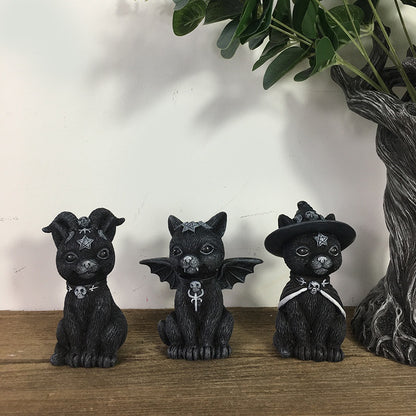 Halloween Decorations Magic Cats Resin Crafts Sculptures Window Tabletop Decorations Lawn Garden Garden Decorations Holiday Gift