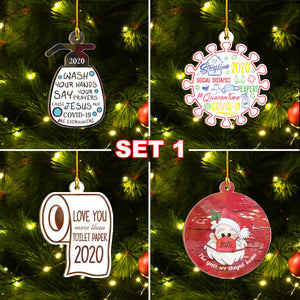 Santa Stay Home Ornament Set Of 8 & 4, 2020 Worst Year Ever Ornament Set, Funny Christmas Ornament Gift Idea