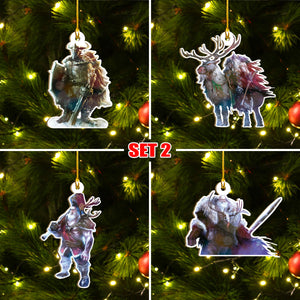 Viking Ornament Set, Viking Warrior Christmas Ornament Set, Merry Christmas Ornament Set Funny Family Gift Idea