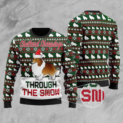 Shetland Sheepdogs Through The Snow Christmas Ugly Sweater, Christmas Ugly Sweater, Christmas Gift, Gift Christmas 2024