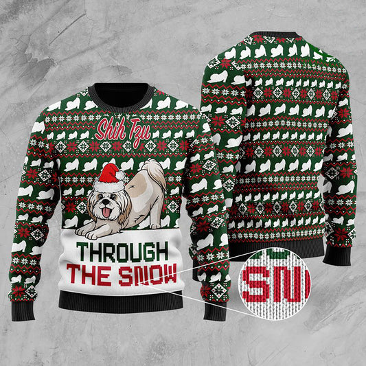 Shih Tzu Through The Snow Christmas Ugly Sweater, Christmas Ugly Sweater, Christmas Gift, Gift Christmas 2024