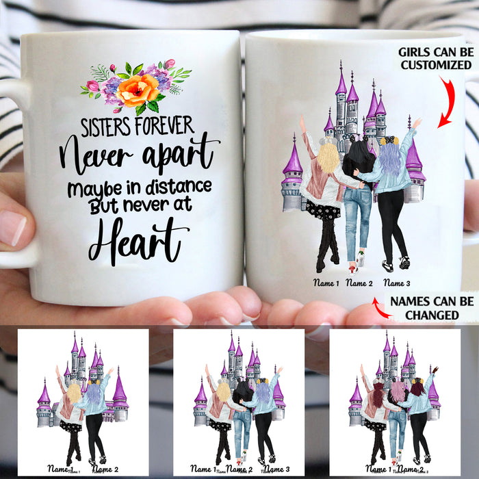 Sisters Forever Never Apart personalised gift customized mug coffee mugs gifts custom christmas mugs