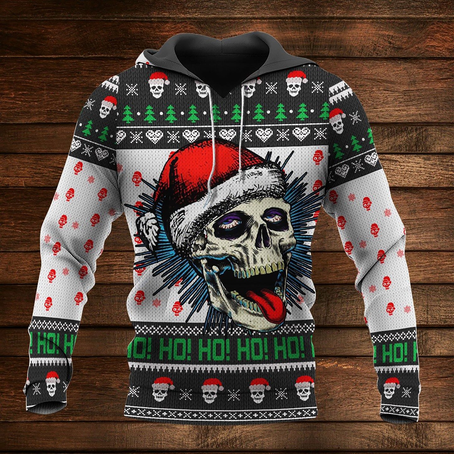 Skull Ho Ho Ho Happy Christmas Hoodie 3D, Christmas Ugly Sweater, Christmas Gift, Gift Christmas 2024