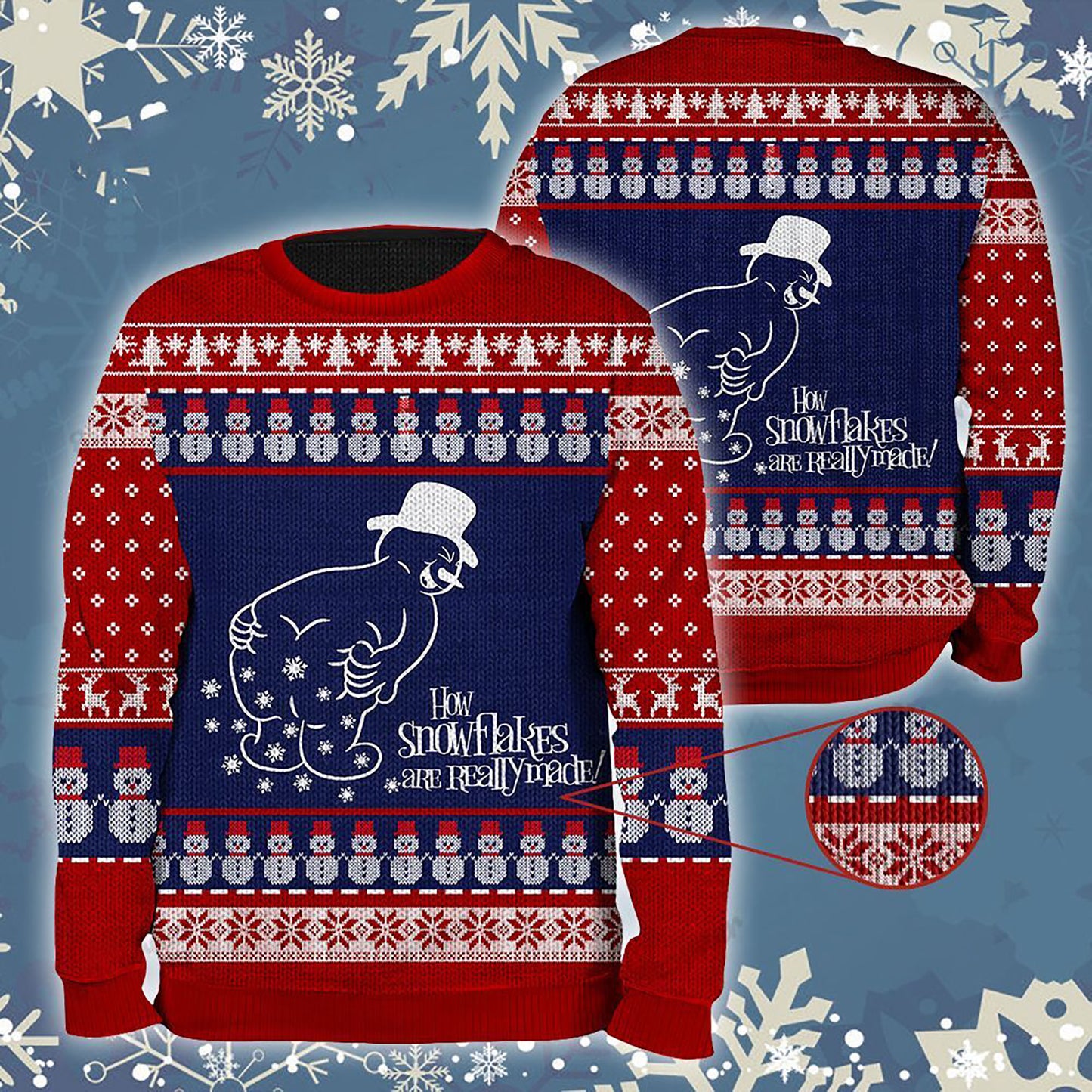 Snowman How Snowflakes Are Really Made Funny Christmas Sweater, Christmas Ugly Sweater, Christmas Gift, Gift Christmas 2024
