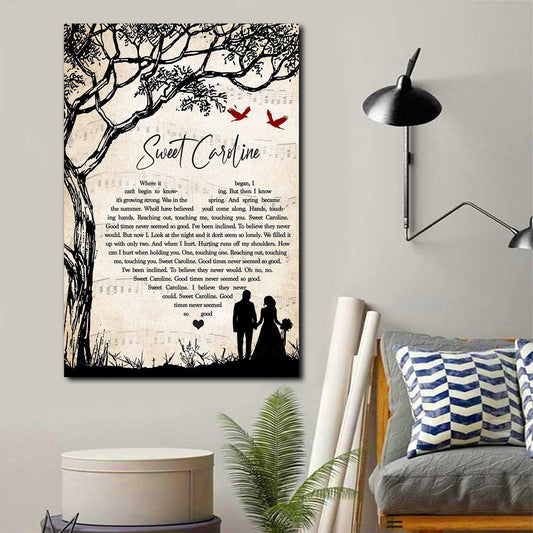 Sweet Caroline – Where it began, I can’t begin to knowing, But then I know it’s growing strong, Couple Canvas