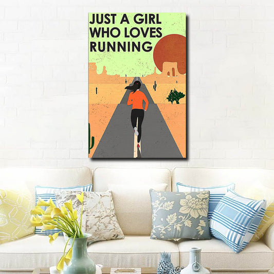 The Girl Running – Just A Girl Who Loves Running, Gift for Her Canvas, Wall-art Canvas