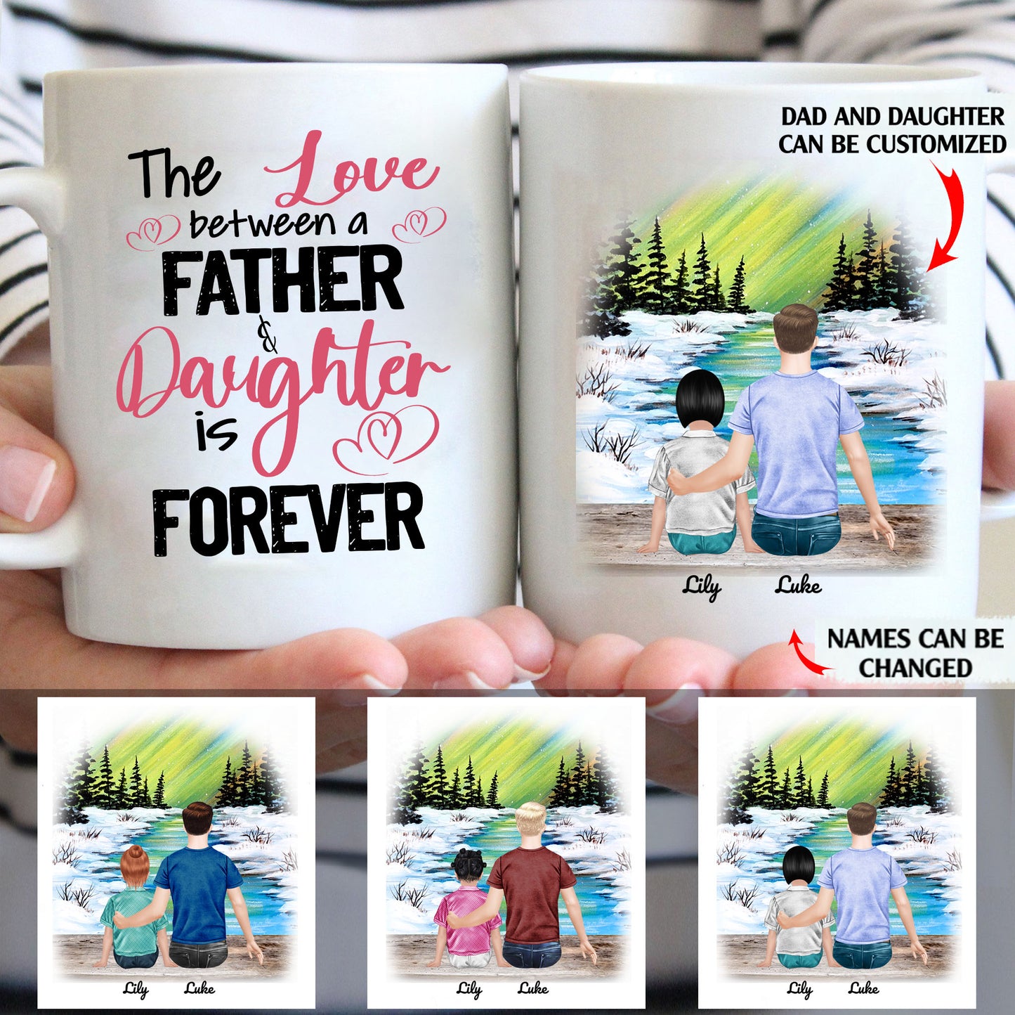 The Love Between A Father And Daughter Is Forever personalised gift customized mug coffee mugs gifts custom christmas mugs